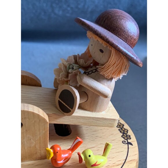 Vintage Schmid Wood Music Box With See-Saw Kids & Tree Works - Picture 9 of 14